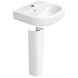 Lavabo su colonna Larghezza 60 cm con foro per rubinetto bianco lucido modello Mirto di Ceramica Dolomite