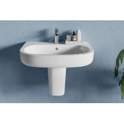 Lavabo su semicolonna Larghezza 55 cm con foro per rubinetto bianco lucido modello Mirto di Ceramica Dolomite