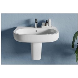 Lavabo su semicolonna Larghezza 68 cm con foro per rubinetto bianco lucido modello Mirto di Ceramica Dolomite