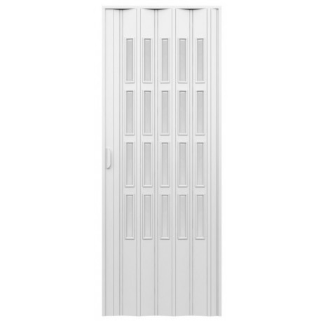 Porta d'arredo in pvc per interno a soffietto larghezza 100 x altezza 214 cm con vetro molato bianco