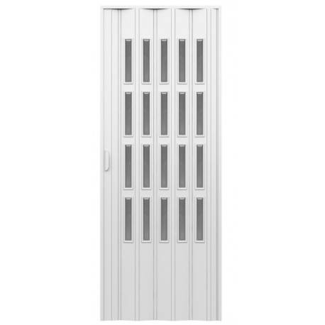 Porta d'arredo in pvc per interno a soffietto larghezza 83 x altezza 214 cm con vetro molato fume' 