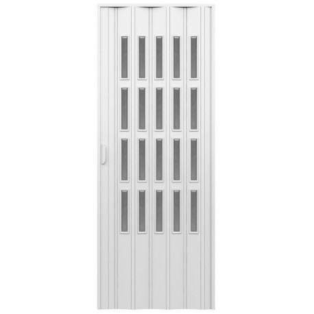 Porta d'arredo in pvc per interno a soffietto larghezza 100 x altezza 214 cm con vetro molato fume' 