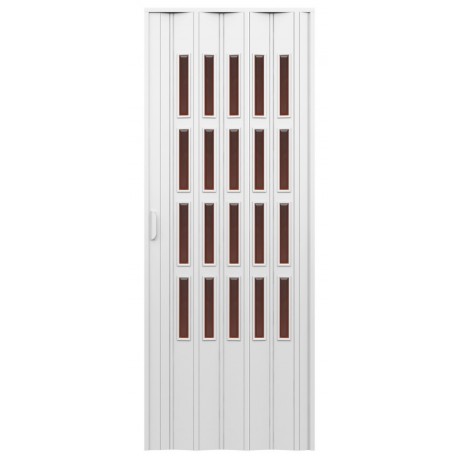 Porta d'arredo in pvc per interno a soffietto larghezza 83 x altezza 214 cm con vetro molato bronzo 