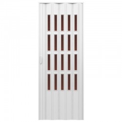 Porta d'arredo in pvc per interno a soffietto larghezza 100 x altezza 214 cm con vetro molato bronzo 