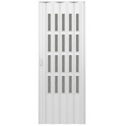 Porta d'arredo in pvc per interno a soffietto larghezza 83 x altezza 214 cm con vetro niagara fume' 