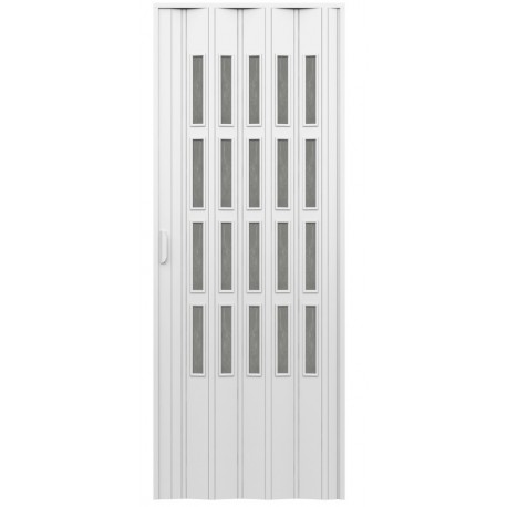 Porta d'arredo in pvc per interno a soffietto larghezza 83 x altezza 214 cm con vetro niagara fume' 