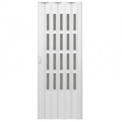 Porta d'arredo in pvc per interno a soffietto larghezza 100 x altezza 214 cm con vetro niagara fume' 