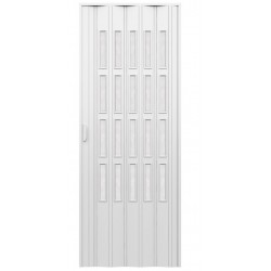 Porta d'arredo in pvc per interno a soffietto larghezza 83 x altezza 214 cm con vetro niagara bianco