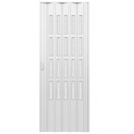 Porta d'arredo in pvc per interno a soffietto larghezza 83 x altezza 214 cm con vetro niagara bianco