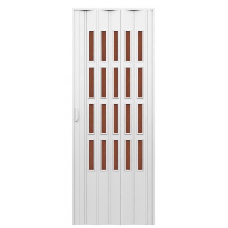 Porta d'arredo in pvc per interno a soffietto larghezza 83 x altezza 214 cm con vetro niagara bronzo