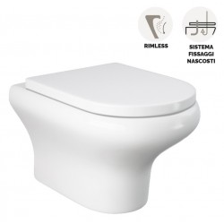 Vaso sospeso serie Compact di Rak Ceramics con Tecnologia Rimless in ceramica bianco lucido