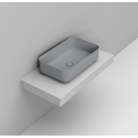 Lavabo da appoggio rettangolare larghezza 64 x profondità 38,5 cm. in ceramica grigio cemento modello noemi di Dolomite