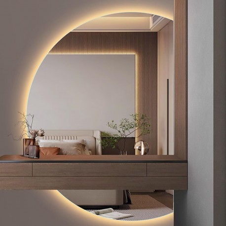 Specchio Bagno Semicircolare Su Misura Filo Lucido Retroilluminato led 20W mod. Dalia7