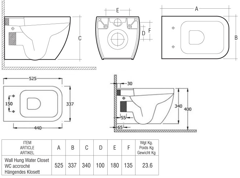 Vaso Sospeso RAK Metropolitan WC Sospeso Rimless MP13AWHA