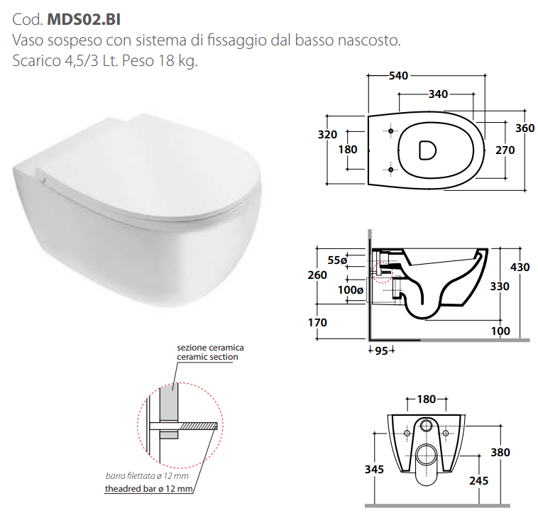 Ceramica Globo Schede Tecniche.Globo Sanitari Vaso E Bidet Sospesi 4all Mds02 Bi Mds09 Bi