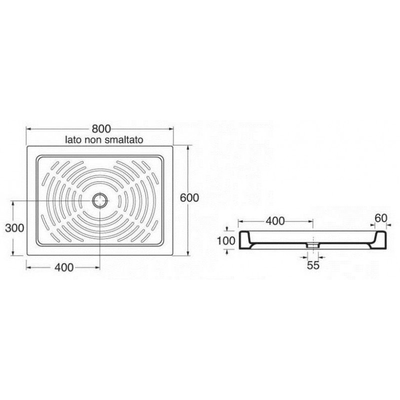 Dimensioni Box Doccia Standard.Piatto Doccia In Ceramica Misura 60x80 Cm