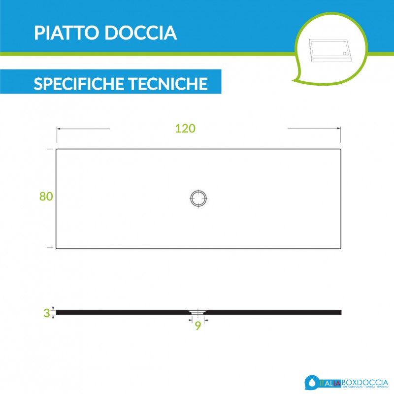 Piatto Doccia Uniko 80x120 H 3 cm Azzurra Ceramica Cipria