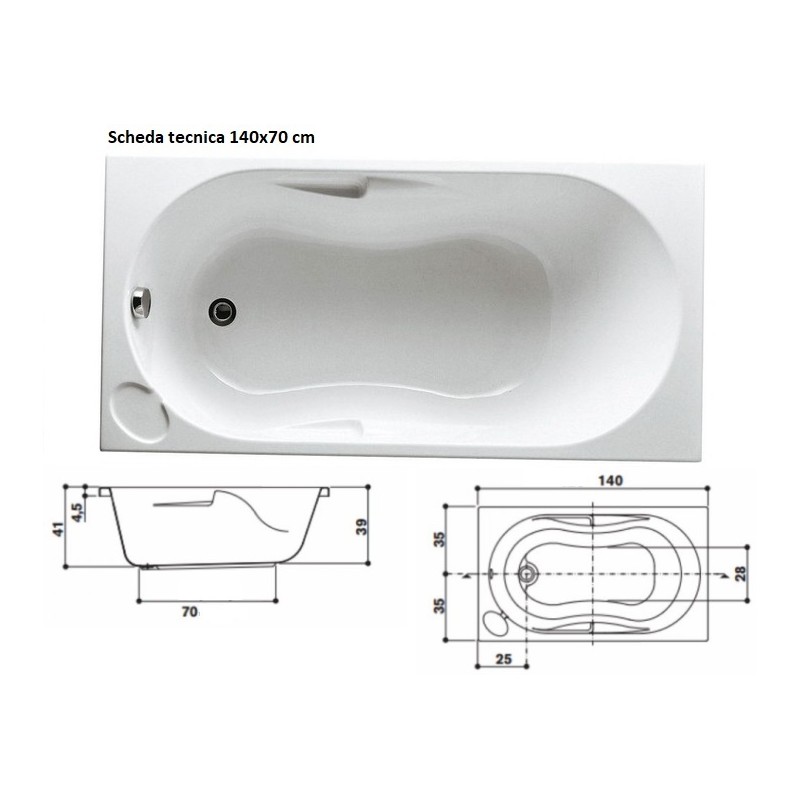 Vasca Da Bagno 140x70.Vasca Jacuzzi 140x70 Cm Da Incasso In Vetroresina Completa Di Supporto Telaio Per Installazione Vendita Online Italiaboxdoccia