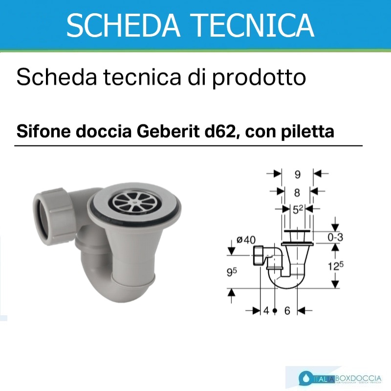 Piletta sifonata Geberit per piatto doccia con foro da diametro 60 mm -  Vendita Online ItaliaBoxDoccia