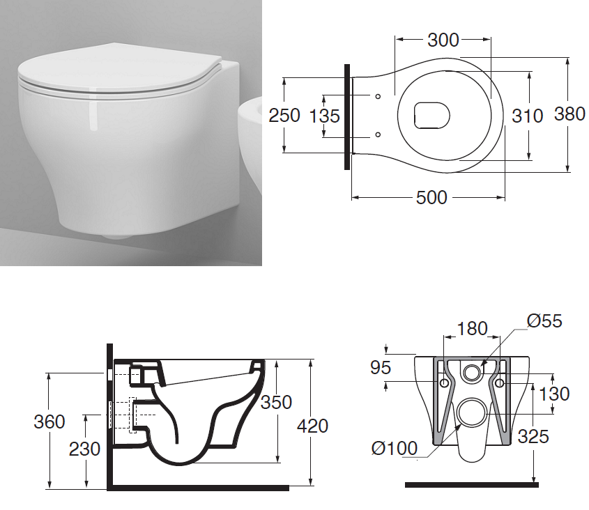 Misure Vaso E Bidet.Azzurra Vaso E Bidet Sospesi Vera 50