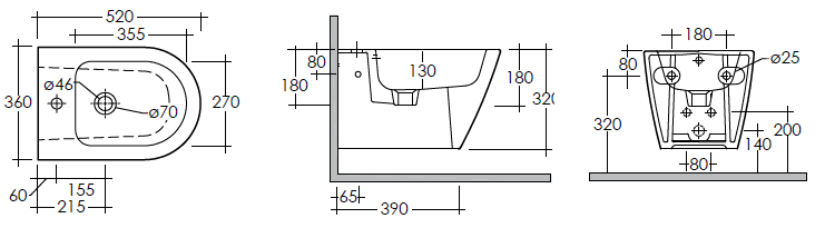 WC RAK Resort Vaso Sospeso Rimless Fix Nascosti RST23AWHA